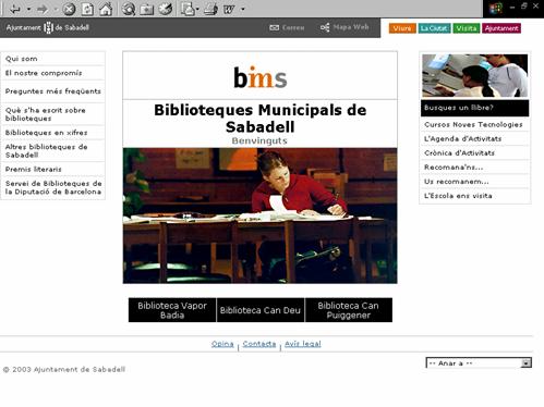 Pàgina inicial del web de Biblioteques Municipals de Sabadell