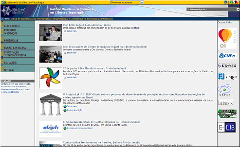Figura 4. Sitio web del  IBICT (Instituto Brasileiro de Informação em Ciência e Tecnologia)