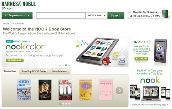 Figura 11. Portal  para la venta de libros digitales de Barnes&Noble