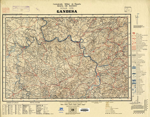 Figura 1. Mapa de mando, hoja republicana de  Gandesa, octubre de 1938