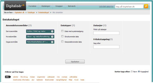 Figura 6.  Interfaz de búsqueda en el portal Digitaliser.dk