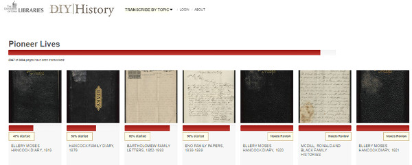 Barra de progreso de la colección y de los documentos en particular a DIY History