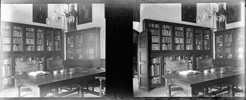 Biblioteca del Castillo Monasterio de San Miquel de Escornalbou (1921). Fuente: Archivo Nacional de Cataluña. ANC1-132-N-425. Colección fotográfica de Agustí Duran i Sanpere