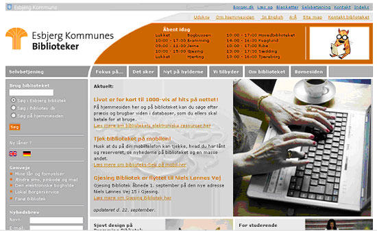 Figura 6. Pàgina principal del web de la biblioteca d'Esbjerg