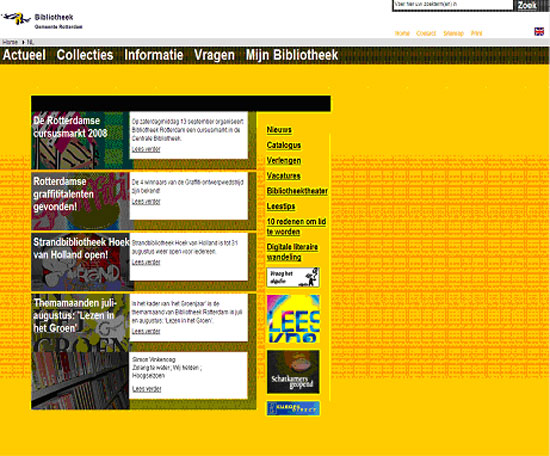 Figura 8. Portada del web de la biblioteca pública de  Rotterdam