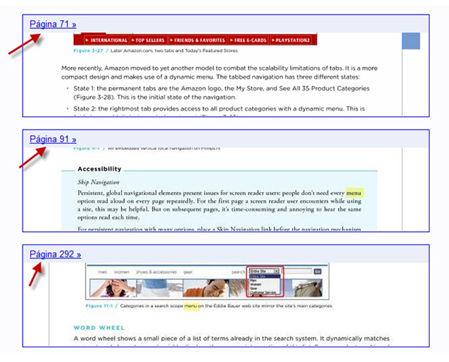 Figura 6. La página de  resultados de la búsqueda específica (contenido de un libro individual)