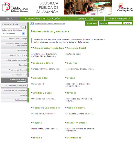 Secció  "Información local y ciudadana" de la Biblioteca Pública de Salamanca