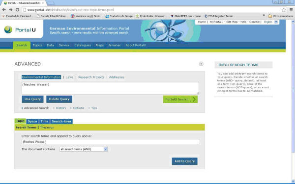 Formulari de consulta avançada de PortalU®, amb filtres d'acotació addicionals