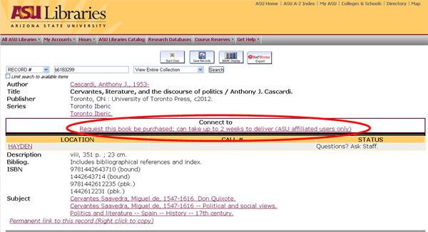 Figure  1. Sample OPAC (online  catalog) record for print streamed book