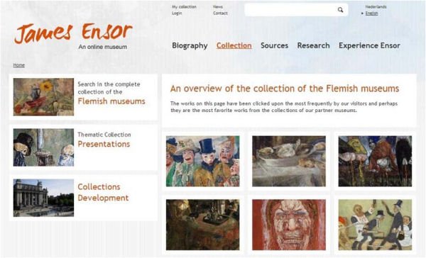 Pàgina d'inici del James Ensor Online Museum