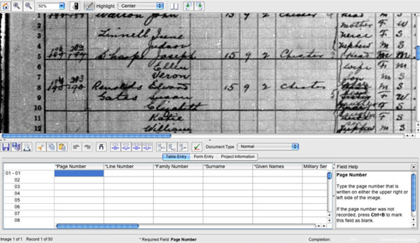 Example of transcription from zero to Familysearch Indexing