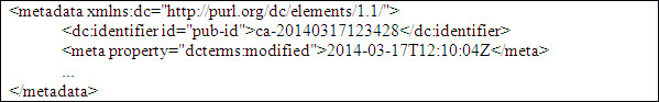 Element <dc:title> with all its three atributes: id, xml:lang and dir