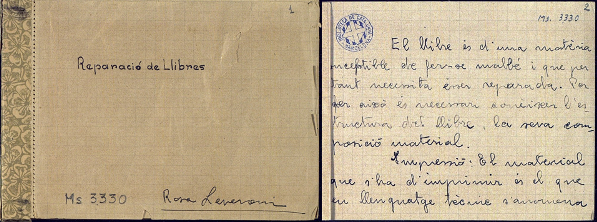 Figura 16. Notes de Rosa Leveroni de l'assignatura d'Eduard Toda (1933, Biblioteca de Catalunya, ms. 3330)
