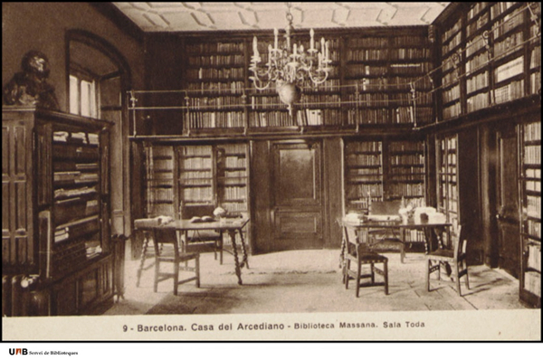 Figura 5. Antigua sala Toda en el Arxiu Municipal d'Història ("Col·lecció de postals, Fons Joan Gómez Escofet", Universitat Autònoma de Barcelona, Servei de Biblioteques)