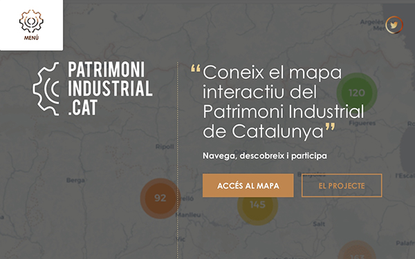 Figura 1. Pàgina d'inici de PatrimoniIndustrial.cat Font: PatrimoniIndustrial.cat