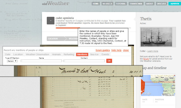 Show transcription tour in Old Weather