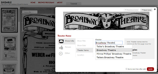 Show transcription tour in Ensemble