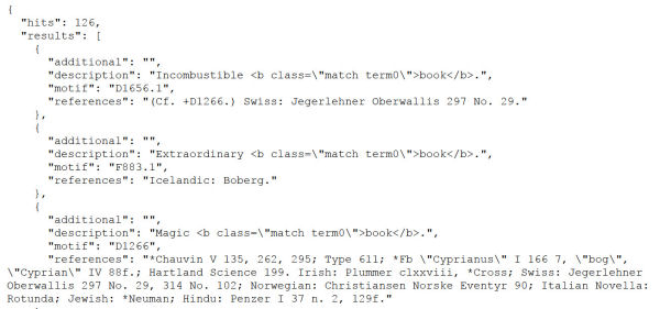 Fragment del contingut del fitxer d'exportació generat en fer la cerca book