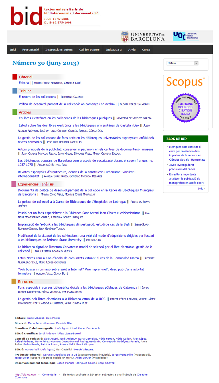 Figura 3. Sumari del número 30